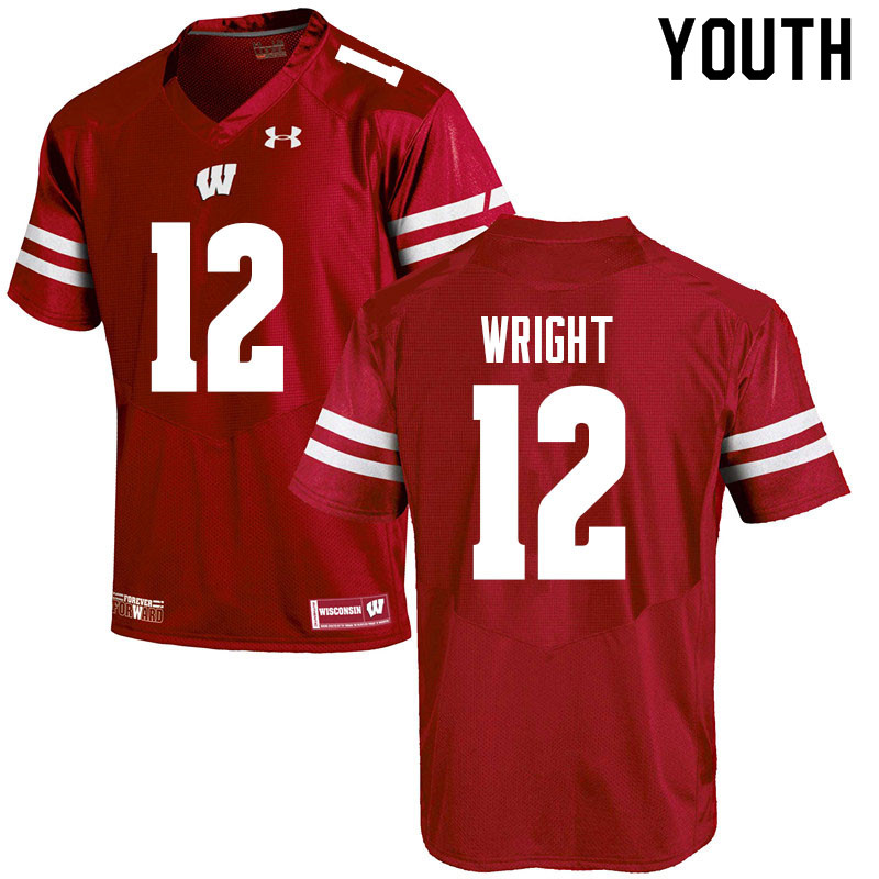 Youth #12 Daniel Wright Wisconsin Badgers College Football Jerseys Sale-Red